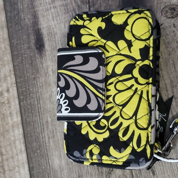 Vera Bradley Zip around wallet Baroque black yellow white floral - Picture 3 of 12
